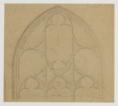 216466 Interieur van de Buurkerk te Utrecht: opstand van het ontwerp voor de tracering in het vierde (?) venster in de ...
